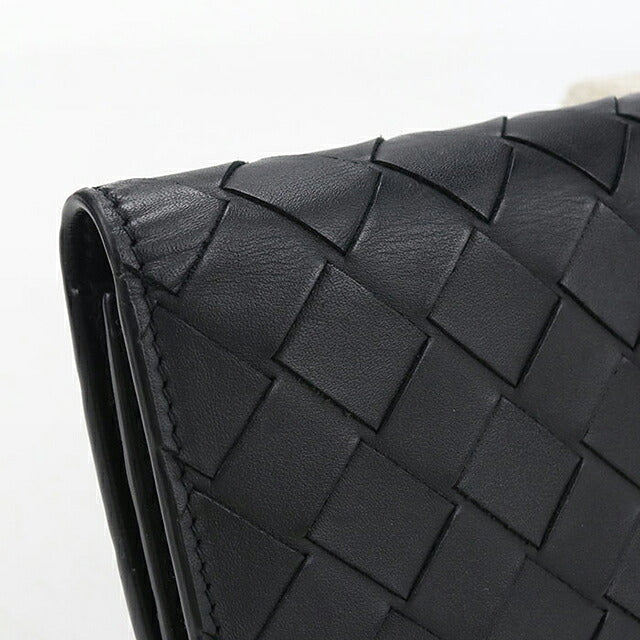 中古 ボッテガ・ヴェネタ 長財布二折 メンズ ブランド BOTTEGA VENETA イントレチャート コインパース付きロングウォレット 814673 ブラック USDBO117540011
