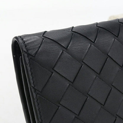 中古 ボッテガ・ヴェネタ 長財布二折 メンズ ブランド BOTTEGA VENETA イントレチャート コインパース付きロングウォレット 814673 ブラック USDBO117540011