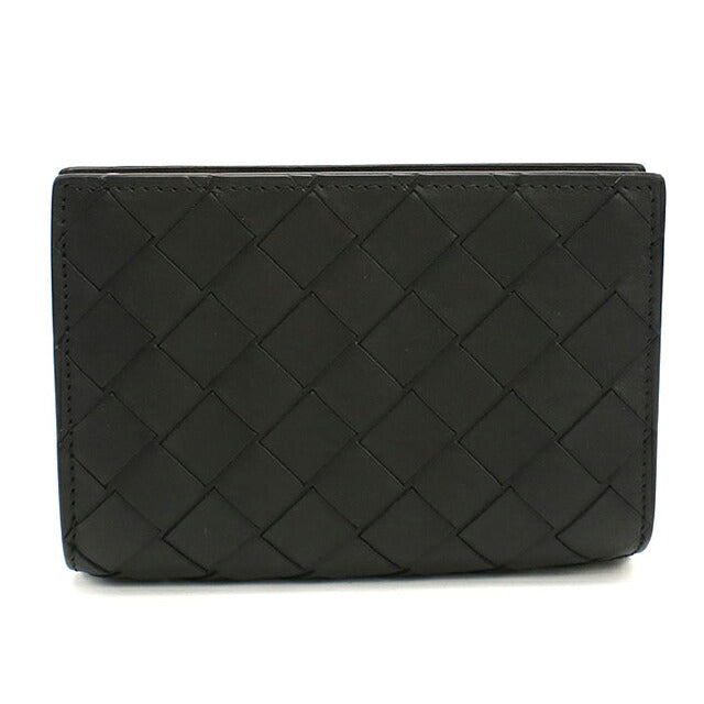 中古 ボッテガ・ヴェネタ 二つ折り財布 二折財布 コンパクト メンズ ブランド BOTTEGA VENETA イントレチャート  レザー ブラック USDBO117630011