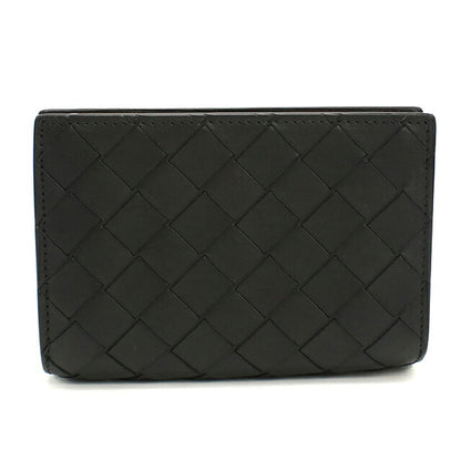 中古 ボッテガ・ヴェネタ 二つ折り財布 二折財布 コンパクト メンズ ブランド BOTTEGA VENETA イントレチャート  レザー ブラック USDBO117630011