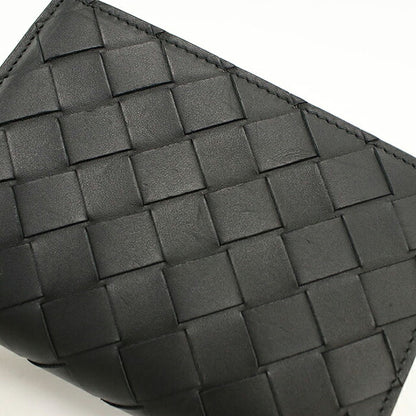 中古 ボッテガ・ヴェネタ 二つ折り財布 二折財布 コンパクト メンズ ブランド BOTTEGA VENETA イントレチャート  レザー ブラック USDBO117630011