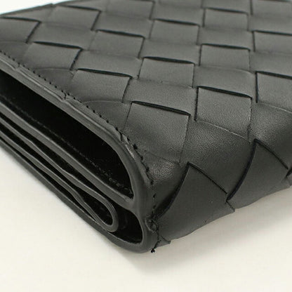 中古 ボッテガ・ヴェネタ 二つ折り財布 二折財布 コンパクト メンズ ブランド BOTTEGA VENETA イントレチャート  レザー ブラック USDBO117630011