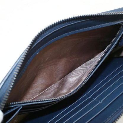 中古 ボッテガ・ヴェネタ 長財布ラウンドファスナー メンズ ブランド BOTTEGA VENETA イントレチャート  レザー ネイビー USDBO117639011