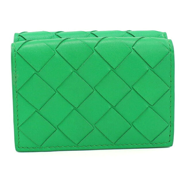 中古 ボッテガ・ヴェネタ 三つ折り財布 三折財布 コンパクト レディース ブランド BOTTEGA VENETA イントレチャート タイニー  666944 USDBO117916011