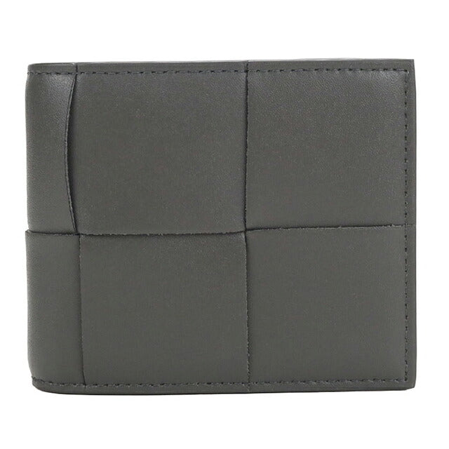 中古 ボッテガ・ヴェネタ 二つ折り財布 二折財布 コンパクト メンズ ブランド BOTTEGA VENETA カセット コインパース付き  749455 グレー USDBO117991011