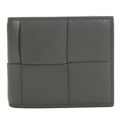 中古 ボッテガ・ヴェネタ 二つ折り財布 二折財布 コンパクト メンズ ブランド BOTTEGA VENETA カセット コインパース付き  749455 グレー USDBO117991011