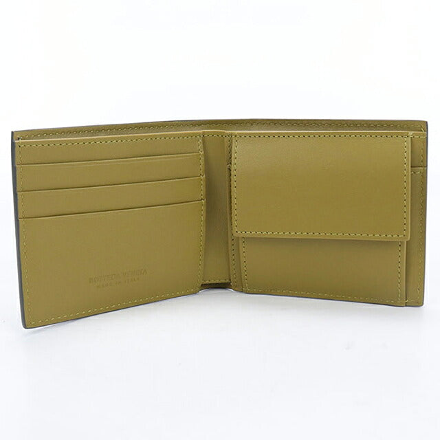 中古 ボッテガ・ヴェネタ 二つ折り財布 二折財布 コンパクト メンズ ブランド BOTTEGA VENETA カセット コインパース付き  749455 グレー USDBO117991011