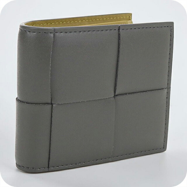 中古 ボッテガ・ヴェネタ 二つ折り財布 二折財布 コンパクト メンズ ブランド BOTTEGA VENETA カセット コインパース付き  749455 グレー USDBO117991011