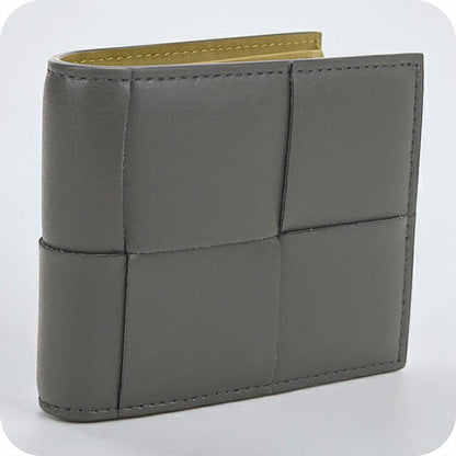 中古 ボッテガ・ヴェネタ 二つ折り財布 二折財布 コンパクト メンズ ブランド BOTTEGA VENETA カセット コインパース付き  749455 グレー USDBO117991011