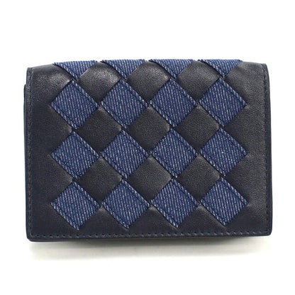 中古 ボッテガ・ヴェネタ 名刺入れ ユニセックス ブランド BOTTEGA VENETA イントレチャート ビジネスカードケース レザー ブラック USDBO118015011