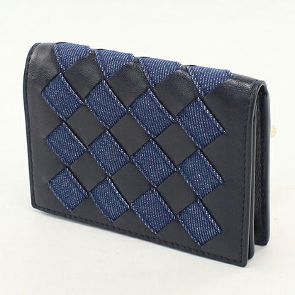 中古 ボッテガ・ヴェネタ 名刺入れ ユニセックス ブランド BOTTEGA VENETA イントレチャート ビジネスカードケース レザー ブラック USDBO118015011