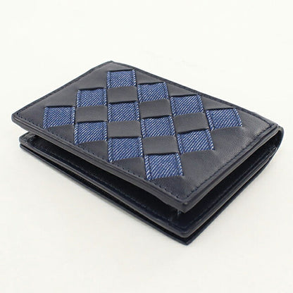中古 ボッテガ・ヴェネタ 名刺入れ ユニセックス ブランド BOTTEGA VENETA イントレチャート ビジネスカードケース レザー ブラック USDBO118015011