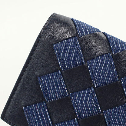 中古 ボッテガ・ヴェネタ 名刺入れ ユニセックス ブランド BOTTEGA VENETA イントレチャート ビジネスカードケース レザー ブラック USDBO118015011