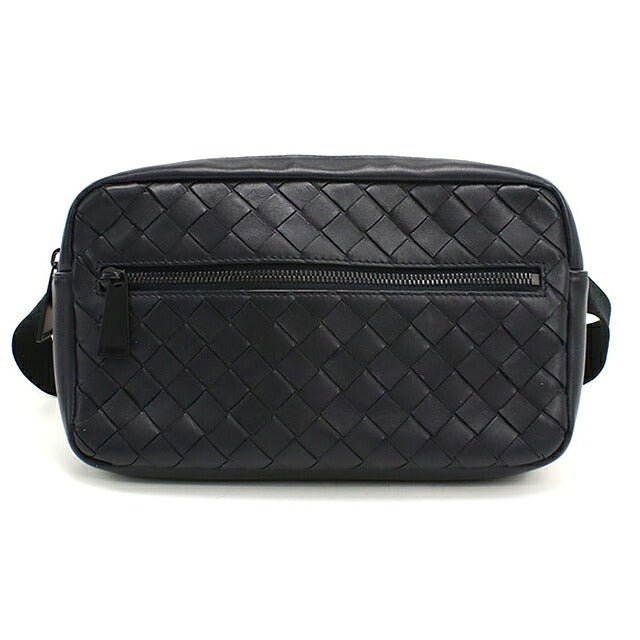 中古 ボッテガ・ヴェネタ ボディバッグ メンズ ブランド BOTTEGA VENETA イントレチャート ベルトバッグ レザー ブラック USDBO118331011