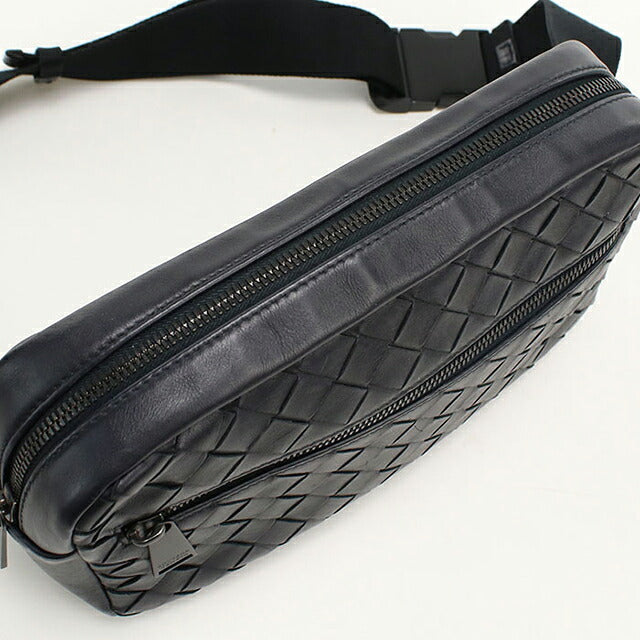 中古 ボッテガ・ヴェネタ ボディバッグ メンズ ブランド BOTTEGA VENETA イントレチャート ベルトバッグ レザー ブラック USDBO118331011