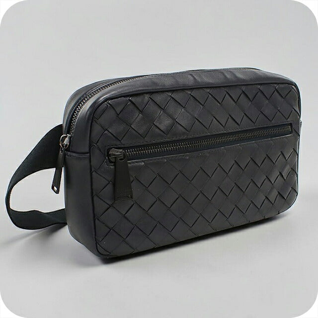 中古 ボッテガ・ヴェネタ ボディバッグ メンズ ブランド BOTTEGA VENETA イントレチャート ベルトバッグ レザー ブラック USDBO118331011