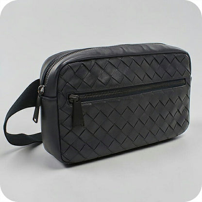 中古 ボッテガ・ヴェネタ ボディバッグ メンズ ブランド BOTTEGA VENETA イントレチャート ベルトバッグ レザー ブラック USDBO118331011
