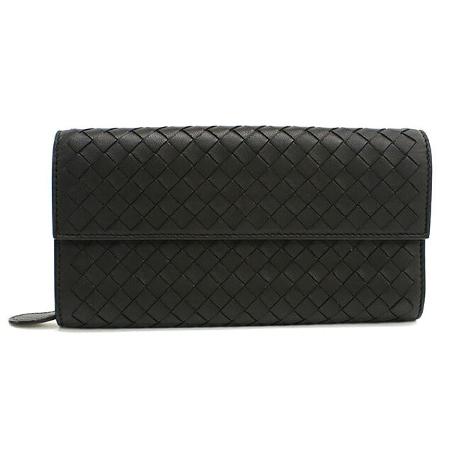 Used Bottega Veneta Long Wallet Bifold Unisex Brand BOTTEGA VENETA Intrecciato Large Flap Wallet Black USDBO118366011