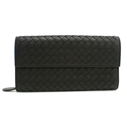 Used Bottega Veneta Long Wallet Bifold Unisex Brand BOTTEGA VENETA Intrecciato Large Flap Wallet Black USDBO118366011