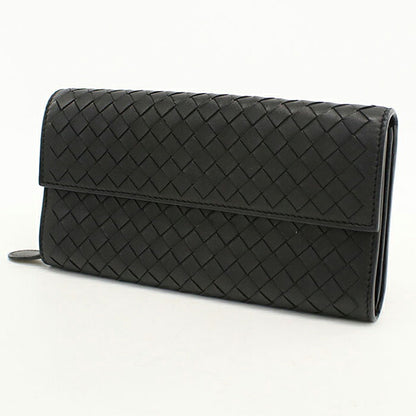 Used Bottega Veneta Long Wallet Bifold Unisex Brand BOTTEGA VENETA Intrecciato Large Flap Wallet Black USDBO118366011