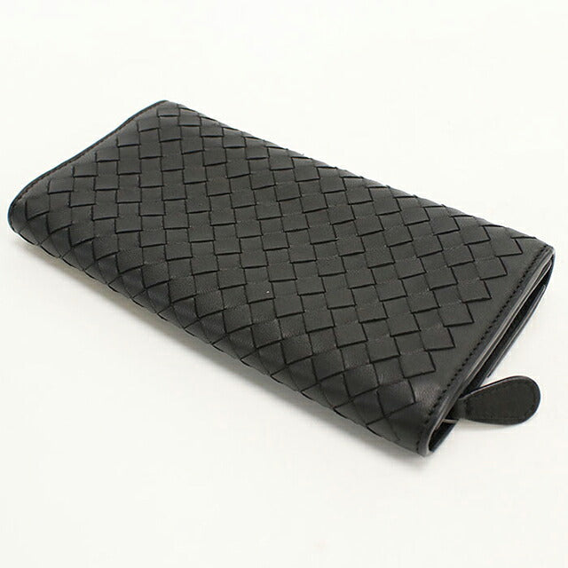 Used Bottega Veneta Long Wallet Bifold Unisex Brand BOTTEGA VENETA Intrecciato Large Flap Wallet Black USDBO118366011