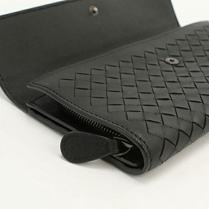 Used Bottega Veneta Long Wallet Bifold Unisex Brand BOTTEGA VENETA Intrecciato Large Flap Wallet Black USDBO118366011