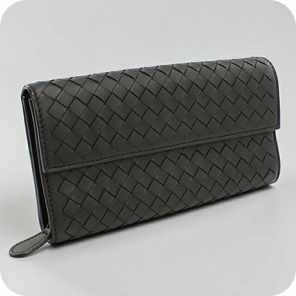 Used Bottega Veneta Long Wallet Bifold Unisex Brand BOTTEGA VENETA Intrecciato Large Flap Wallet Black USDBO118366011