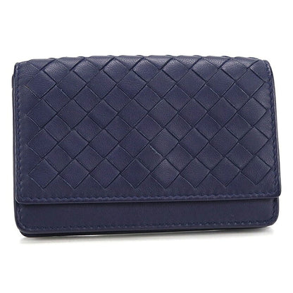 中古 ボッテガ・ヴェネタ 名刺入れ ユニセックス ブランド BOTTEGA VENETA イントレチャート ビジネスカードケース ネイビー USDBO118367011