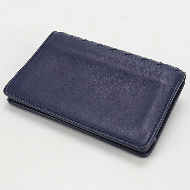 中古 ボッテガ・ヴェネタ 名刺入れ ユニセックス ブランド BOTTEGA VENETA イントレチャート ビジネスカードケース ネイビー USDBO118367011