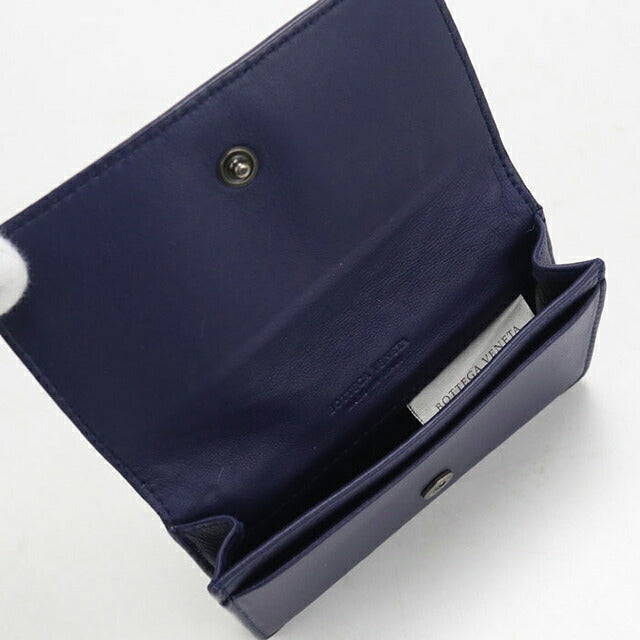 中古 ボッテガ・ヴェネタ 名刺入れ ユニセックス ブランド BOTTEGA VENETA イントレチャート ビジネスカードケース ネイビー USDBO118367011