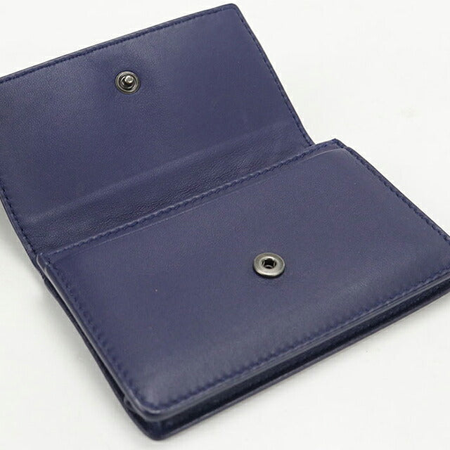 中古 ボッテガ・ヴェネタ 名刺入れ ユニセックス ブランド BOTTEGA VENETA イントレチャート ビジネスカードケース ネイビー USDBO118367011