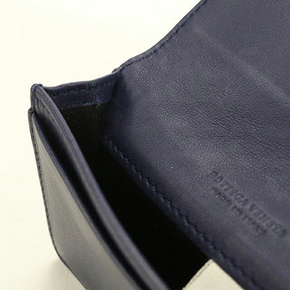 中古 ボッテガ・ヴェネタ 名刺入れ ユニセックス ブランド BOTTEGA VENETA イントレチャート ビジネスカードケース ネイビー USDBO118367011