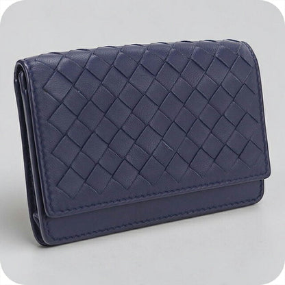 中古 ボッテガ・ヴェネタ 名刺入れ ユニセックス ブランド BOTTEGA VENETA イントレチャート ビジネスカードケース ネイビー USDBO118367011