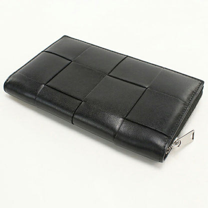 中古 ボッテガ・ヴェネタ 長財布ラウンドファスナー メンズ ブランド BOTTEGA VENETA カセット  748054 ブラック USDBO118499011