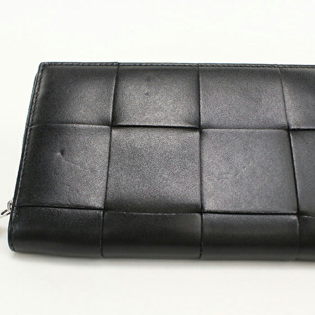 中古 ボッテガ・ヴェネタ 長財布ラウンドファスナー メンズ ブランド BOTTEGA VENETA カセット  748054 ブラック USDBO118499011