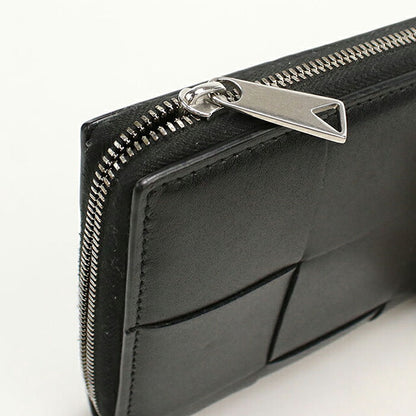 中古 ボッテガ・ヴェネタ 長財布ラウンドファスナー メンズ ブランド BOTTEGA VENETA カセット  748054 ブラック USDBO118499011