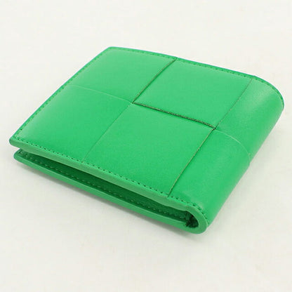 中古 ボッテガ・ヴェネタ 二つ折り財布 二折財布 コンパクト メンズ ブランド BOTTEGA VENETA カセット コインパース付き 749455 グリーン USDBO118585011
