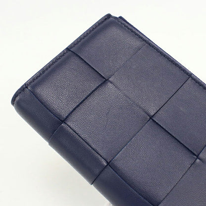 中古 ボッテガ・ヴェネタ 二つ折り財布 二折財布 コンパクト レディース ブランド BOTTEGA VENETA カセット 二つ折りウォレット ネイビー USDBO118603011