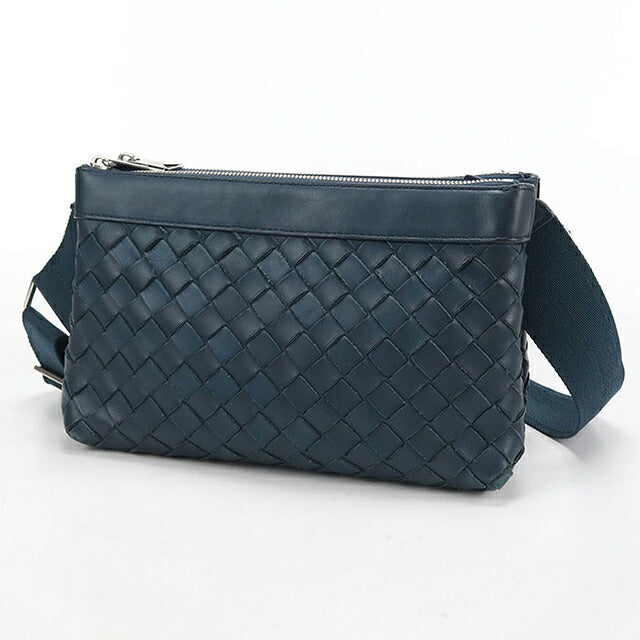 中古 ボッテガ・ヴェネタ 斜め掛け ショルダーバッグ ユニセックス ブランド BOTTEGA VENETA イントレチャート  レザー グリーン USDBO120029011