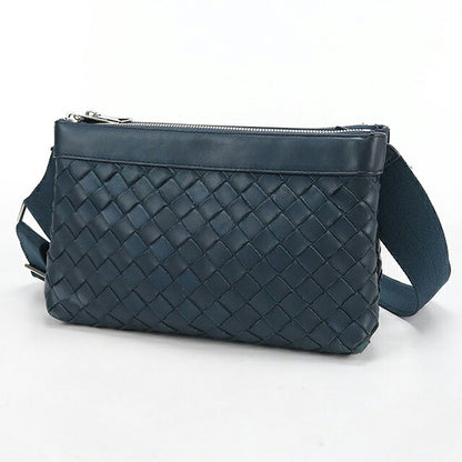 中古 ボッテガ・ヴェネタ 斜め掛け ショルダーバッグ ユニセックス ブランド BOTTEGA VENETA イントレチャート  レザー グリーン USDBO120029011