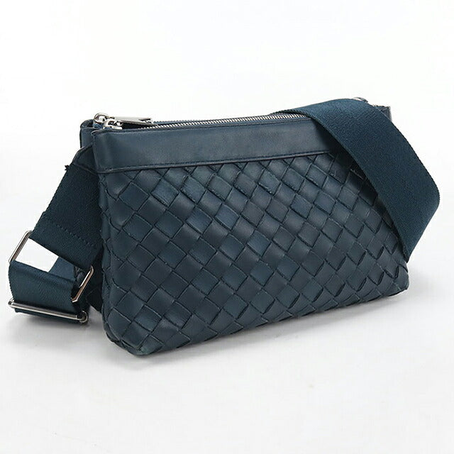 中古 ボッテガ・ヴェネタ 斜め掛け ショルダーバッグ ユニセックス ブランド BOTTEGA VENETA イントレチャート  レザー グリーン USDBO120029011