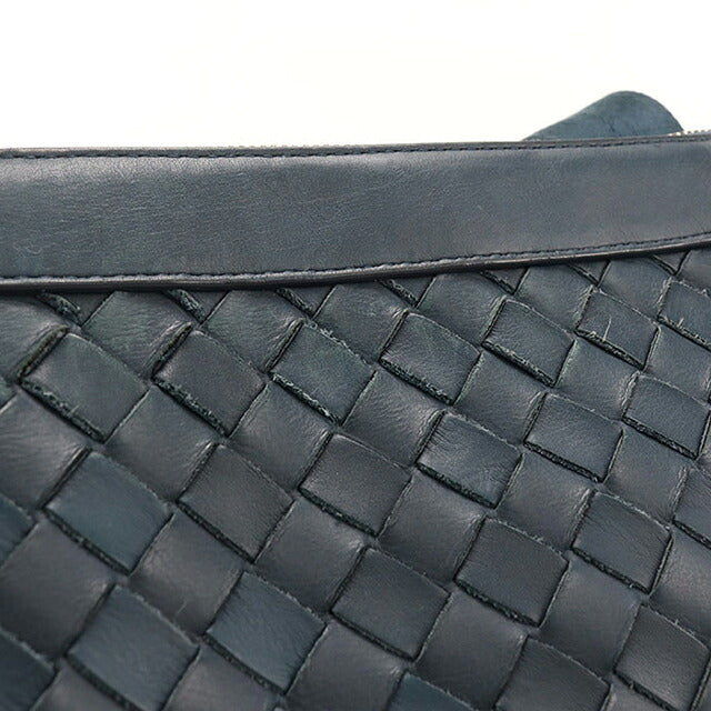 中古 ボッテガ・ヴェネタ 斜め掛け ショルダーバッグ ユニセックス ブランド BOTTEGA VENETA イントレチャート  レザー グリーン USDBO120029011