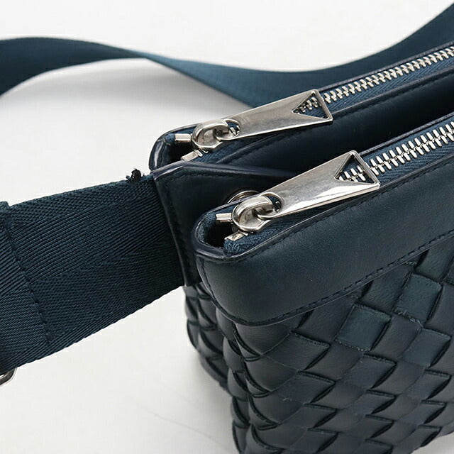 中古 ボッテガ・ヴェネタ 斜め掛け ショルダーバッグ ユニセックス ブランド BOTTEGA VENETA イントレチャート  レザー グリーン USDBO120029011