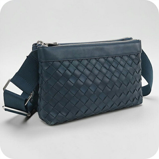 中古 ボッテガ・ヴェネタ 斜め掛け ショルダーバッグ ユニセックス ブランド BOTTEGA VENETA イントレチャート  レザー グリーン USDBO120029011