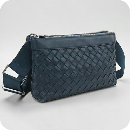 中古 ボッテガ・ヴェネタ 斜め掛け ショルダーバッグ ユニセックス ブランド BOTTEGA VENETA イントレチャート  レザー グリーン USDBO120029011