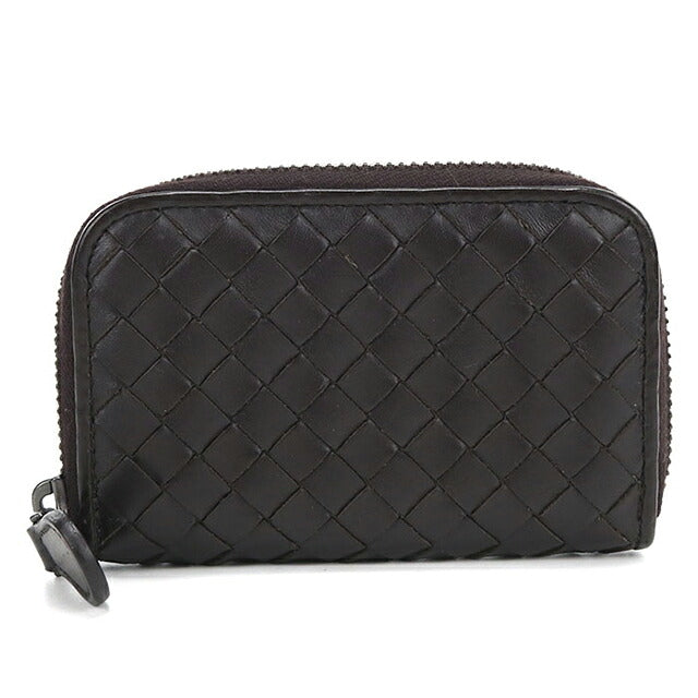 中古 ボッテガ・ヴェネタ 小銭入れ ユニセックス ブランド BOTTEGA VENETA イントレチャート ジップコインケース ブラウン USDBO120169011