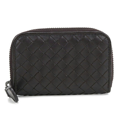 中古 ボッテガ・ヴェネタ 小銭入れ ユニセックス ブランド BOTTEGA VENETA イントレチャート ジップコインケース ブラウン USDBO120169011