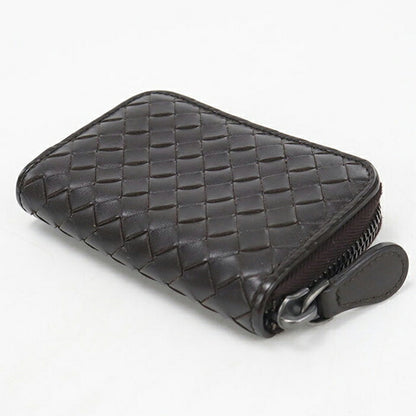 中古 ボッテガ・ヴェネタ 小銭入れ ユニセックス ブランド BOTTEGA VENETA イントレチャート ジップコインケース ブラウン USDBO120169011