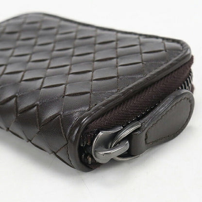 中古 ボッテガ・ヴェネタ 小銭入れ ユニセックス ブランド BOTTEGA VENETA イントレチャート ジップコインケース ブラウン USDBO120169011