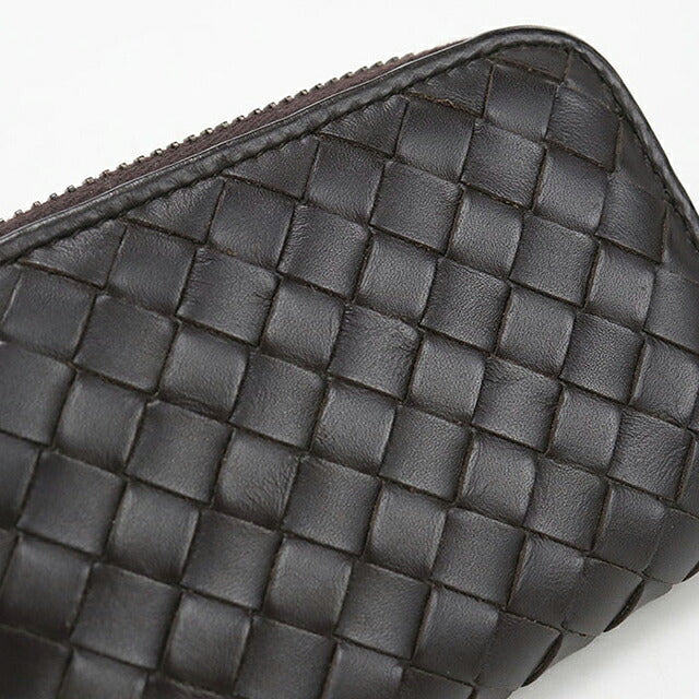 中古 ボッテガ・ヴェネタ 小銭入れ ユニセックス ブランド BOTTEGA VENETA イントレチャート ジップコインケース ブラウン USDBO120169011